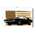 Obraz Na Płótnie Amerykański Muscle Car Na Tle Beżowej Flagi Usa Canvas Naturalny 100x70 LB-2821-NC100-70