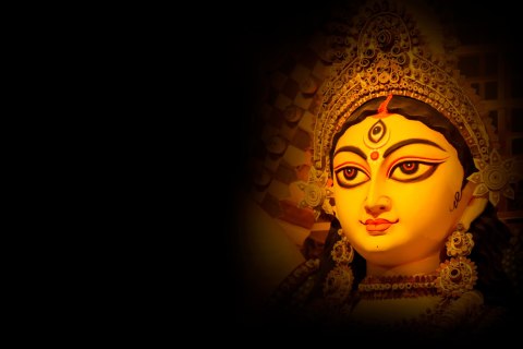 Obraz Na Płótnie Bogini Durga Canvas Naturalny 100x70 LB-2624-NC100-70