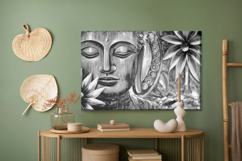 Obraz Na Płótnie Budda Podczas Medytacji Canvas Naturalny 100x70 LB-2619-NC100-70