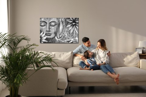 Obraz Na Płótnie Budda Podczas Medytacji Canvas Naturalny 100x70 LB-2619-NC100-70