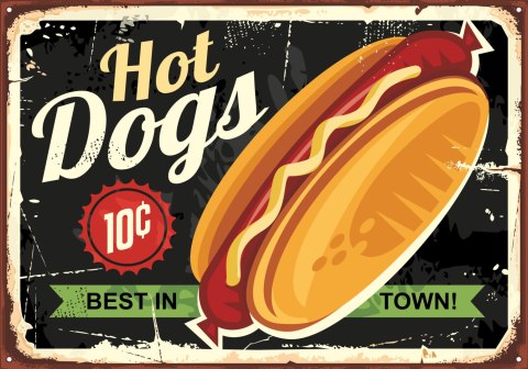 Obraz Na Płótnie Hot Dogi W Stylu Vintage Canvas Naturalny 100x70 LB-2805-NC100-70