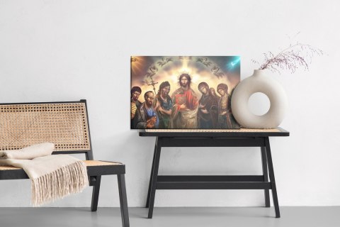 Obraz Na Płótnie Jezus Chrystus Otoczony Świętymi Canvas Naturalny 100x70 LB-2611-NC100-70