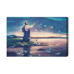 Obraz Na Płótnie Jezus Stojący Na Brzegu Morza Canvas Naturalny 100x70 LB-2544-NC100-70