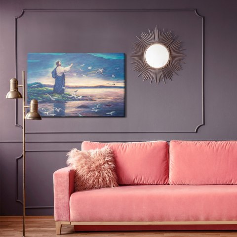 Obraz Na Płótnie Jezus Stojący Na Brzegu Morza Canvas Naturalny 100x70 LB-2544-NC100-70