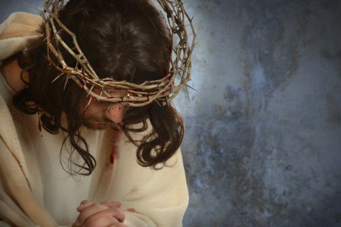 Obraz Na Płótnie Jezus W Koronie Cierniowej Canvas Naturalny 100x70 LB-2473-NC100-70