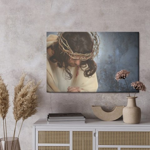 Obraz Na Płótnie Jezus W Koronie Cierniowej Canvas Naturalny 100x70 LB-2473-NC100-70