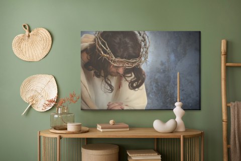 Obraz Na Płótnie Jezus W Koronie Cierniowej Canvas Naturalny 100x70 LB-2473-NC100-70