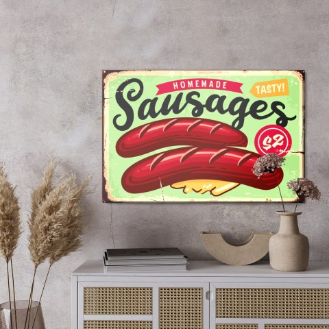 Obraz Na Płótnie Kiełbasy I Litery Vintage Canvas Naturalny 100x70 LB-2914-NC100-70