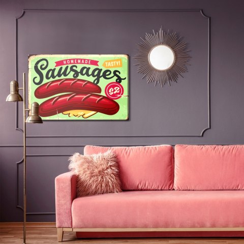 Obraz Na Płótnie Kiełbasy I Litery Vintage Canvas Naturalny 100x70 LB-2914-NC100-70