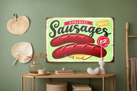 Obraz Na Płótnie Kiełbasy I Litery Vintage Canvas Naturalny 100x70 LB-2914-NC100-70