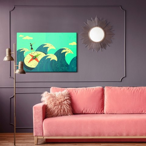 Obraz Na Płótnie Kobieta Na Tarczy Wśród Starych Fal Canvas Naturalny 100x70 LB-2778-NC100-70