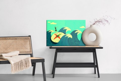 Obraz Na Płótnie Kobieta Na Tarczy Wśród Starych Fal Canvas Naturalny 100x70 LB-2778-NC100-70