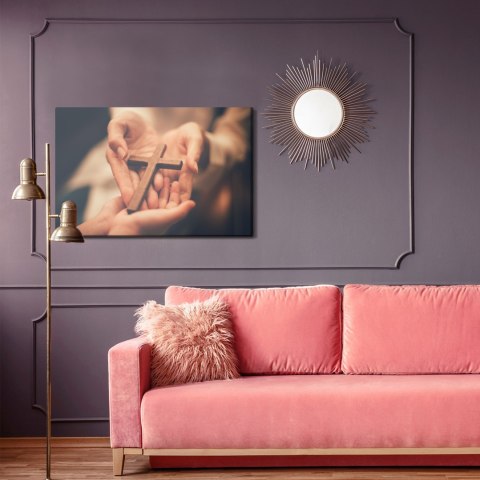 Obraz Na Płótnie Krzyż Na Rękach Canvas Naturalny 100x70 LB-2620-NC100-70