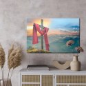 Obraz Na Płótnie Krzyż Na Tle Gór Canvas Naturalny 100x70 LB-2550-NC100-70