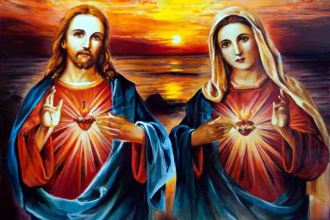 Obraz Na Płótnie Matka Boża Z Jezusem Canvas Naturalny 100x70 LB-2605-NC100-70