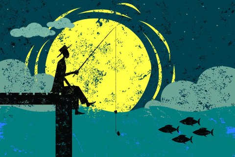 Obraz Na Płótnie Nocne Wędkowanie Canvas Naturalny 100x70 LB-2790-NC100-70