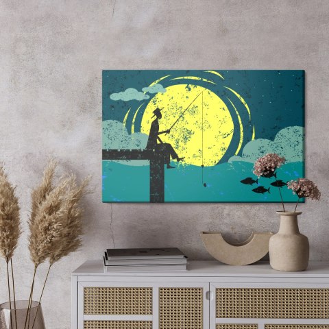 Obraz Na Płótnie Nocne Wędkowanie Canvas Naturalny 100x70 LB-2790-NC100-70
