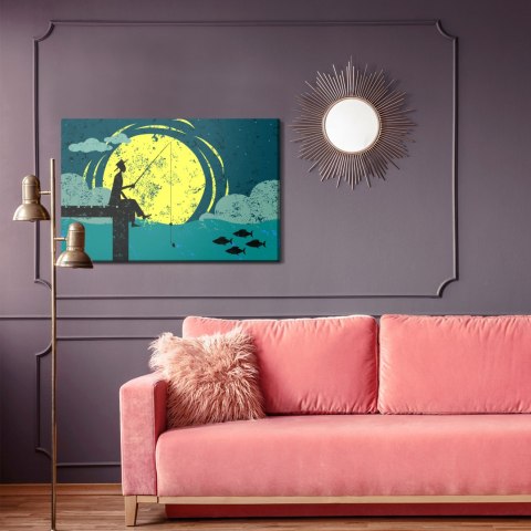 Obraz Na Płótnie Nocne Wędkowanie Canvas Naturalny 100x70 LB-2790-NC100-70