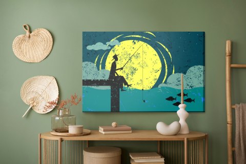 Obraz Na Płótnie Nocne Wędkowanie Canvas Naturalny 100x70 LB-2790-NC100-70