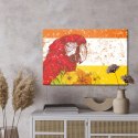 Obraz Na Płótnie Papuga Ara Z Kwiatami W Stylu Retro Canvas Naturalny 100x70 LB-2787-NC100-70