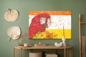 Obraz Na Płótnie Papuga Ara Z Kwiatami W Stylu Retro Canvas Naturalny 100x70 LB-2787-NC100-70