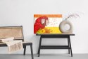 Obraz Na Płótnie Papuga Ara Z Kwiatami W Stylu Retro Canvas Naturalny 100x70 LB-2787-NC100-70