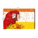 Obraz Na Płótnie Papuga Ara Z Kwiatami W Stylu Retro Canvas Naturalny 100x70 LB-2787-NC100-70