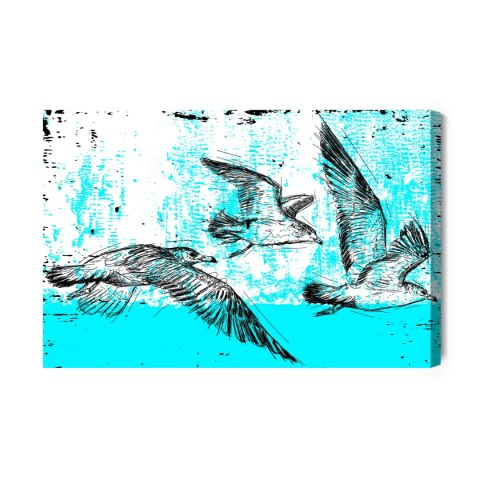 Obraz Na Płótnie Rysowane Mewy W Stylu Retro Canvas Naturalny 100x70 LB-2789-NC100-70