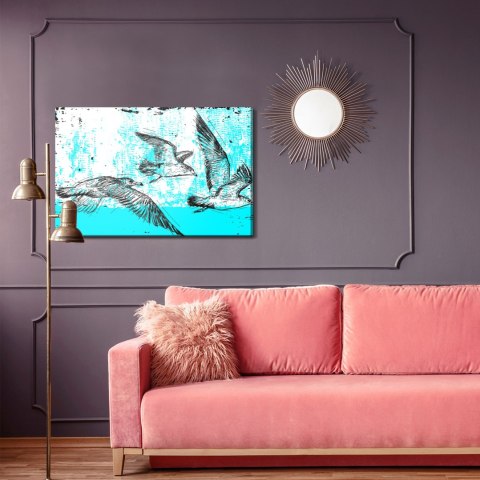 Obraz Na Płótnie Rysowane Mewy W Stylu Retro Canvas Naturalny 100x70 LB-2789-NC100-70
