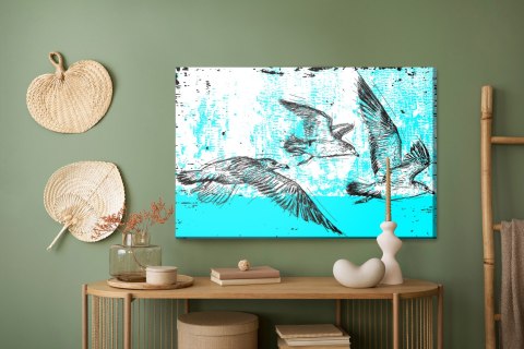 Obraz Na Płótnie Rysowane Mewy W Stylu Retro Canvas Naturalny 100x70 LB-2789-NC100-70