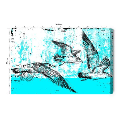 Obraz Na Płótnie Rysowane Mewy W Stylu Retro Canvas Naturalny 100x70 LB-2789-NC100-70
