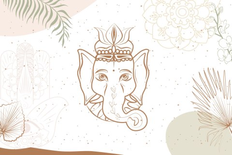 Obraz Na Płótnie Rysunek Ganesha Canvas Naturalny 100x70 LB-2614-NC100-70