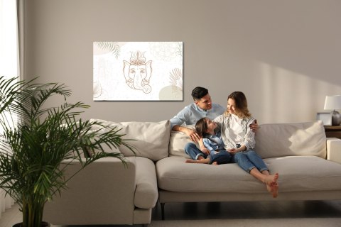 Obraz Na Płótnie Rysunek Ganesha Canvas Naturalny 100x70 LB-2614-NC100-70