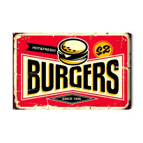 Obraz Na Płótnie Tablica Restauracji Fast Food W Stylu Retro Canvas Naturalny 100x70 LB-2810-NC100-70