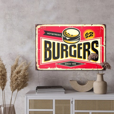 Obraz Na Płótnie Tablica Restauracji Fast Food W Stylu Retro Canvas Naturalny 100x70 LB-2810-NC100-70
