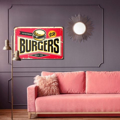 Obraz Na Płótnie Tablica Restauracji Fast Food W Stylu Retro Canvas Naturalny 100x70 LB-2810-NC100-70