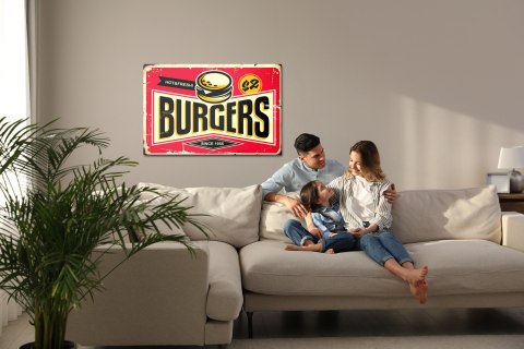 Obraz Na Płótnie Tablica Restauracji Fast Food W Stylu Retro Canvas Naturalny 100x70 LB-2810-NC100-70