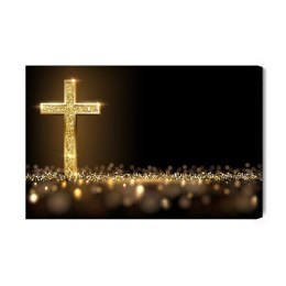 Obraz Na Płótnie Złoty Krzyż Canvas Naturalny 100x70 LB-2609-NC100-70