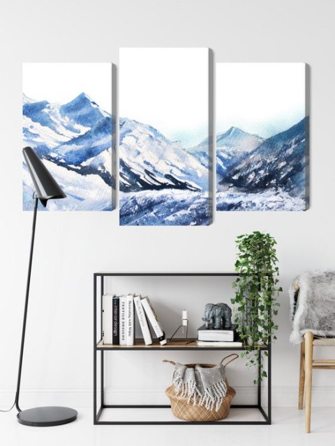Obraz Wieloczęściowy Akwarela Górski Szczyt Canvas 120x80 LBS-4664-C120-80_1X40-80_2X40-60