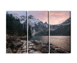 Obraz Wieloczęściowy Jezioro I Las W Górach Canvas 120x80 LBS-4335-C120-80_3X40-80