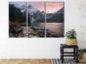 Obraz Wieloczęściowy Jezioro I Las W Górach Canvas 120x80 LBS-4335-C120-80_3X40-80