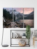 Obraz Wieloczęściowy Jezioro I Las W Górach Canvas 120x80 LBS-4335-C120-80_3X40-80