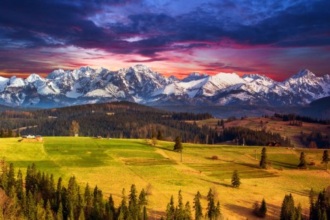 Obraz Wieloczęściowy Krajobraz Z Polskimi Tatrami 3D Canvas Naturalny 90x60 LBS-4366-NC90-60_1X30-60_2X30-45