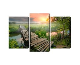 Obraz Wieloczęściowy Łąka O Świcie Canvas Naturalny 90x60 LBS-4639-NC90-60_1X30-60_2X30-45