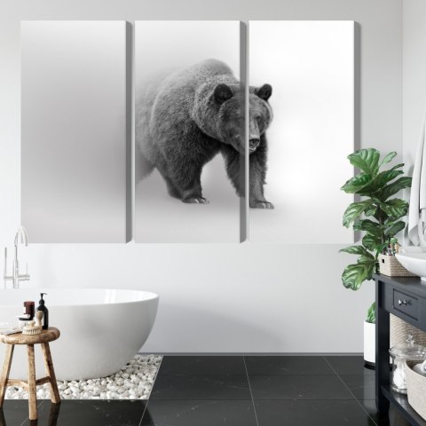 Obraz Wieloczęściowy Niedźwiedź We Mgle 3D Canvas 120x80 LBS-4683-C120-80_3X40-80