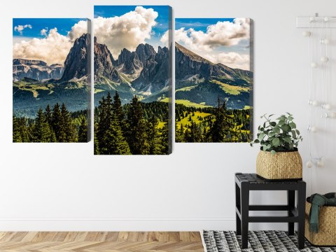 Obraz Wieloczęściowy Widok Włoskich Dolomitów 3D Canvas Naturalny 90x60 LBS-4446-NC90-60_1X30-60_2X30-45