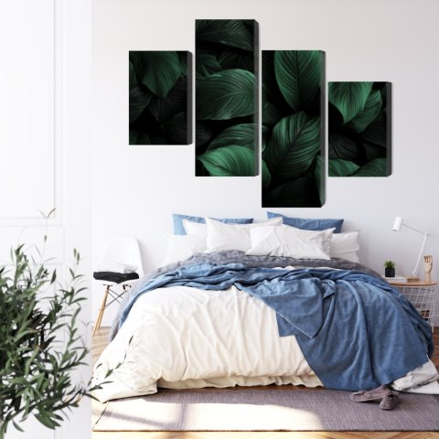 Obraz Wieloczęściowy Zielone Liście W Skali Makro Canvas 120x75 LBS-3716-C120-75_2X30-75_2X30-45