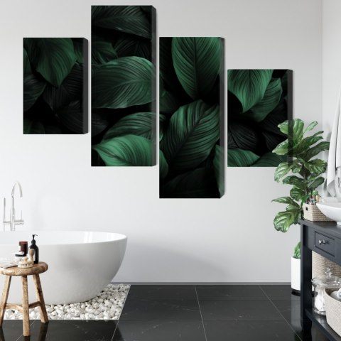 Obraz Wieloczęściowy Zielone Liście W Skali Makro Canvas Naturalny 80x50 LBS-3716-NC80-50_2X20-50_2X20-30