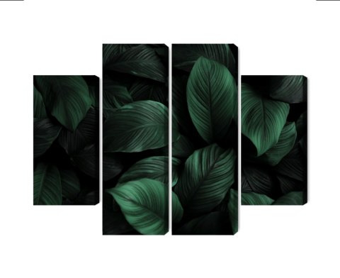 Obraz Wieloczęściowy Zielone Liście W Skali Makro Canvas Naturalny 80x60 LBS-3715-NC80-60_2X20-60_2X20-40