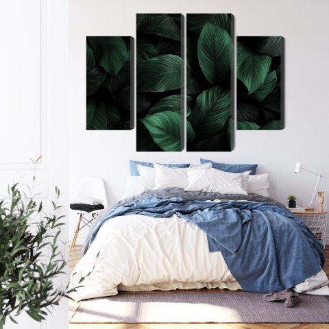 Obraz Wieloczęściowy Zielone Liście W Skali Makro Canvas Naturalny 80x60 LBS-3715-NC80-60_2X20-60_2X20-40
